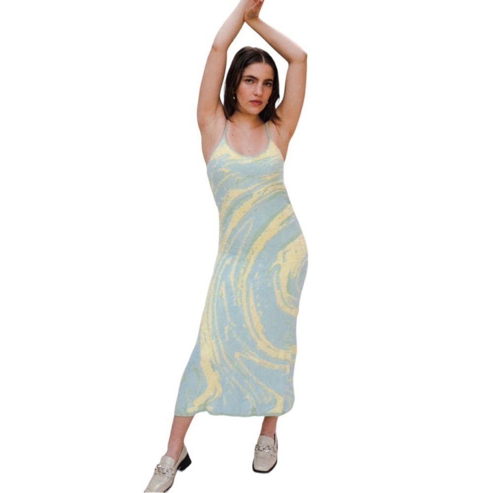 House of Sunny Hockney Faux Fur Knit Midi Dress US 8
